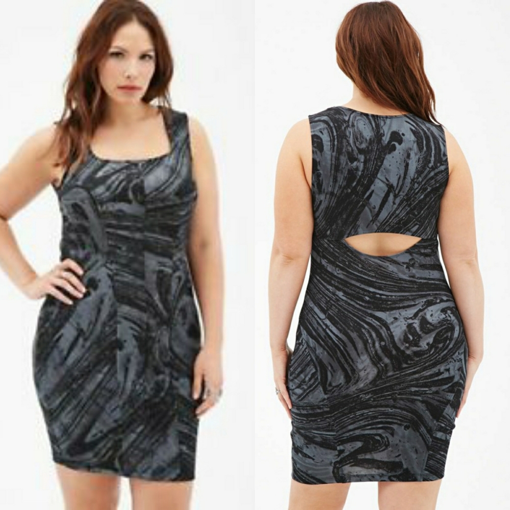 Forever 21 black and gray print dress 3x